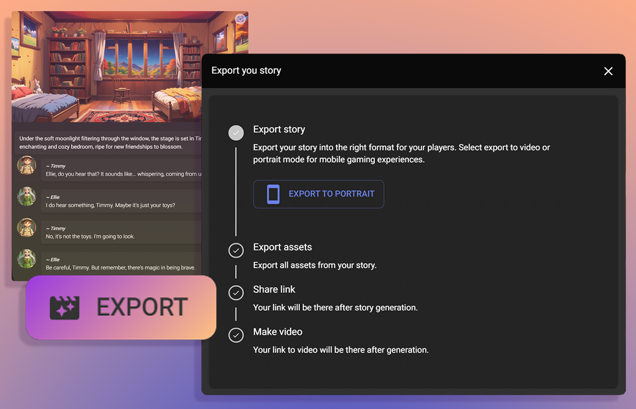 Export all assets via download or API that can be easily integrated with Unity